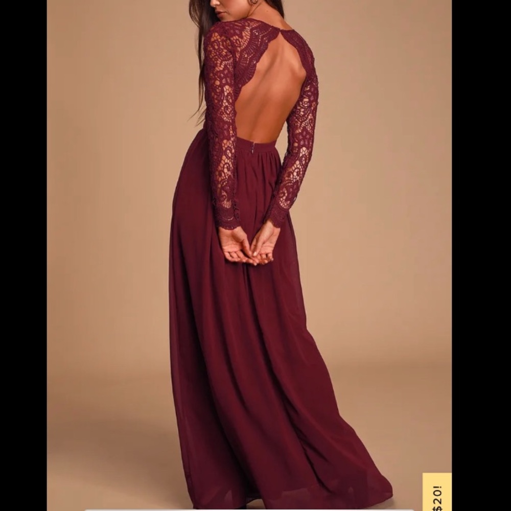 Lulus Awaken My Love Burgundy Lace Maxi Dress S